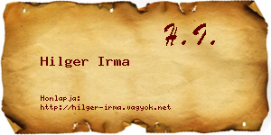 Hilger Irma névjegykártya